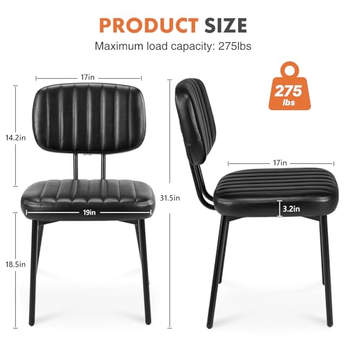 Upholstered Dining Chairs Set of 4 Faux Leather Metal Legs Black L5484