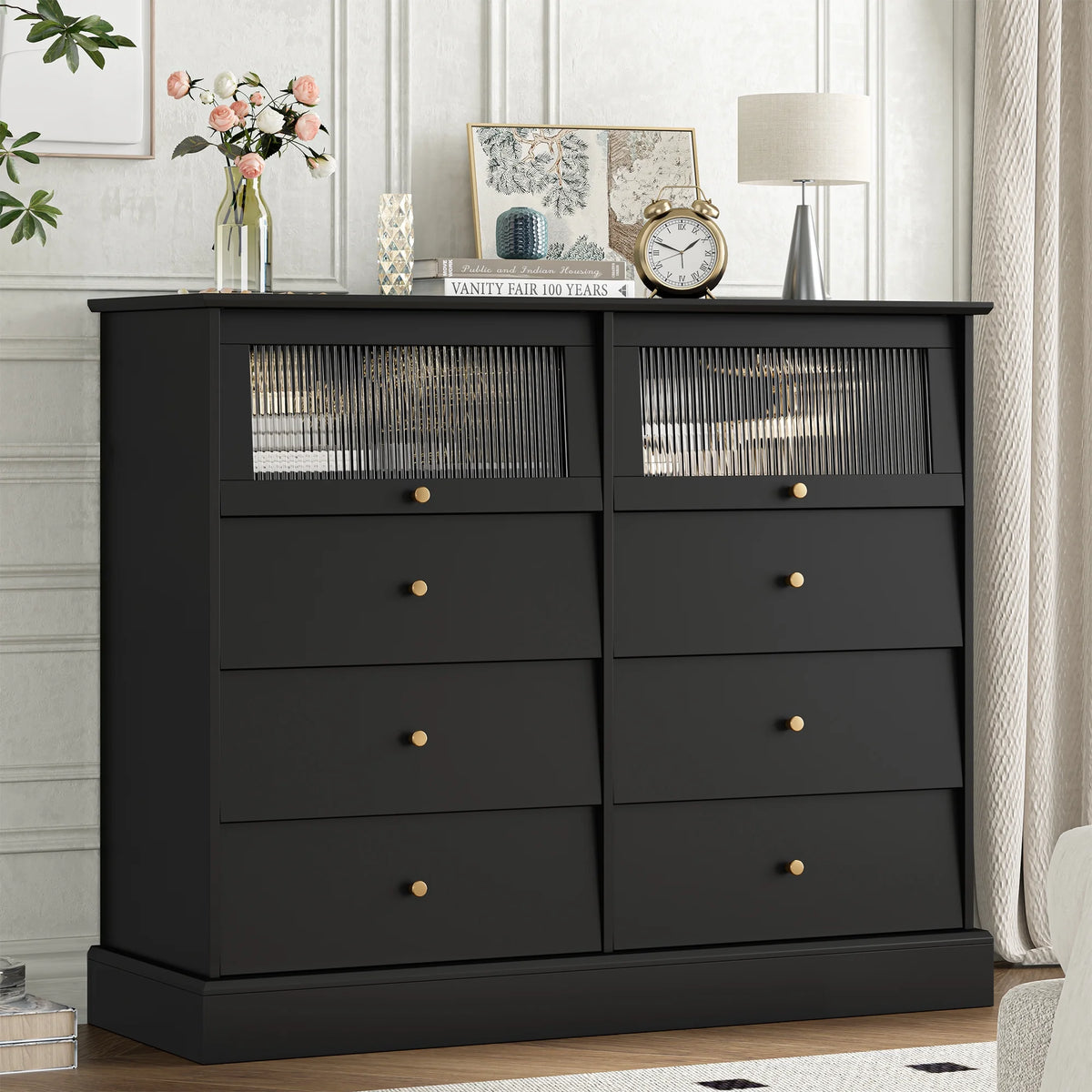 Black 8 Drawer Wood Dresser Y41243