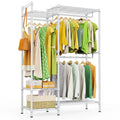 Heavy Duty Portable Clothing Rack with Shelves White S375