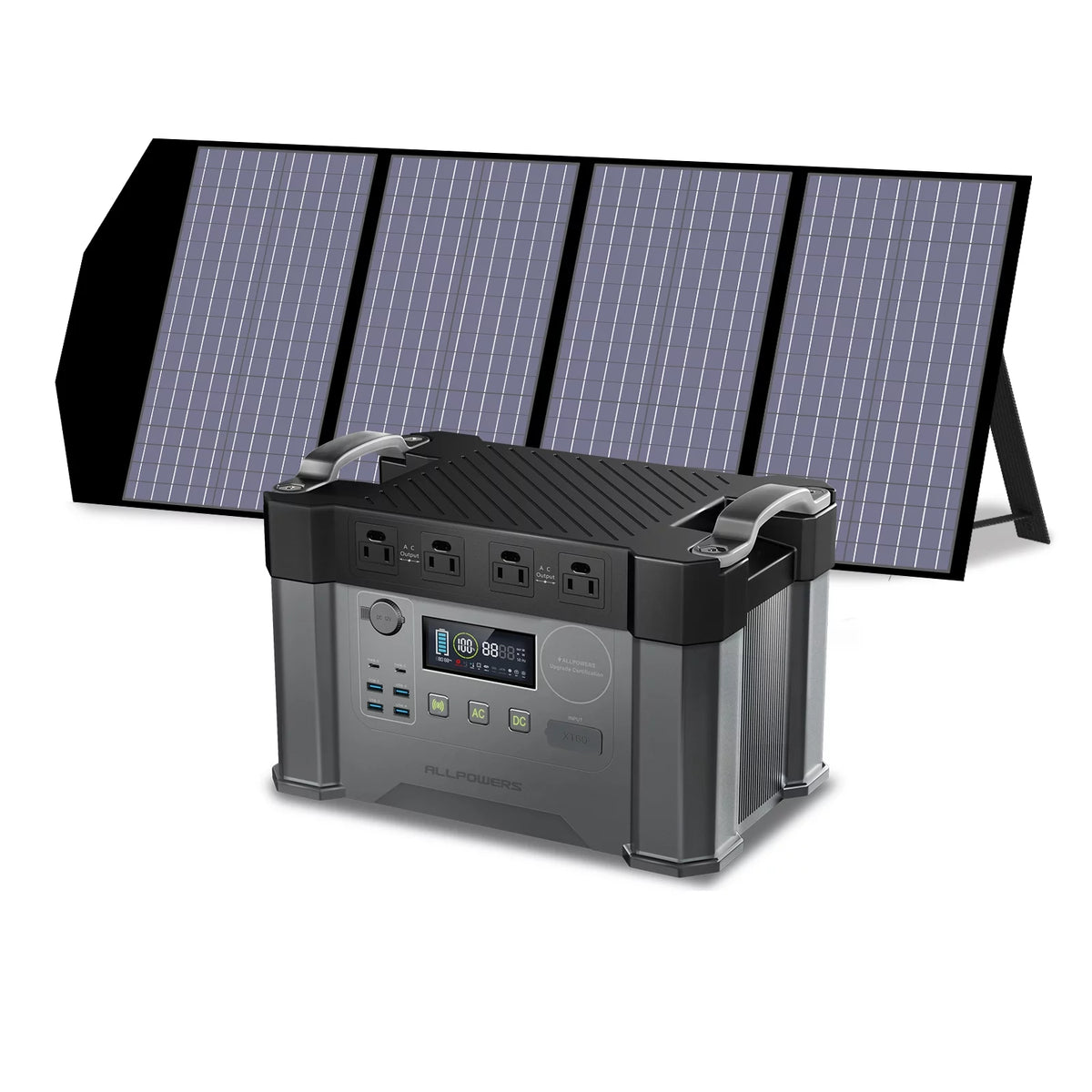2000 Watt 1500Wh Portable Power Station with 140W Foldable Solar Panel Y307539