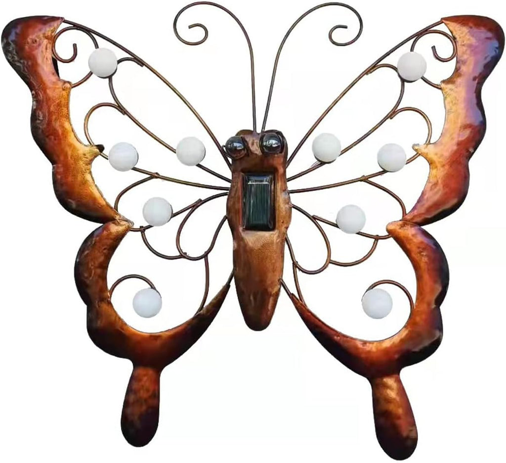 Solar Metal Butterfly Garden Wall Art with Solar Light R738077