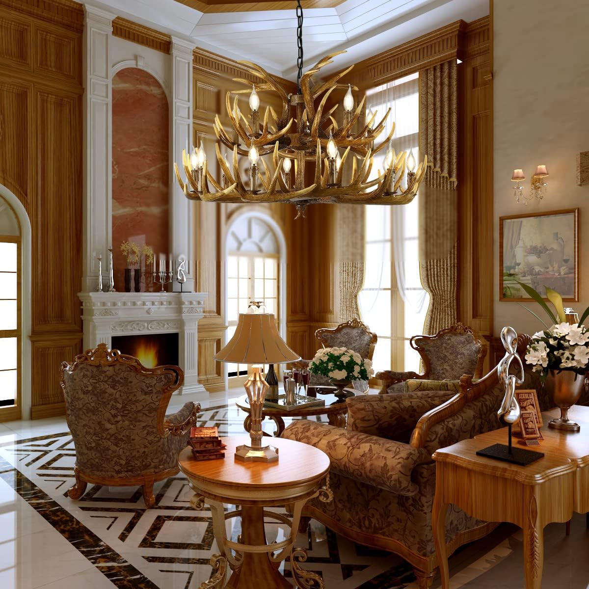 Antler Chandelier 9 Lights E12 Base I3893