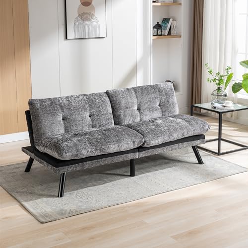Dark Gray Polyester Memory Foam Convertible Futon Sofa Bed R50108