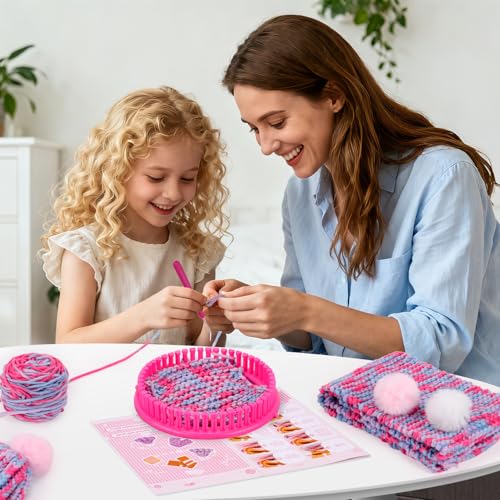 Knitting Loom Kit with Storage Bags Yarns Knitting Tools Pink B1005