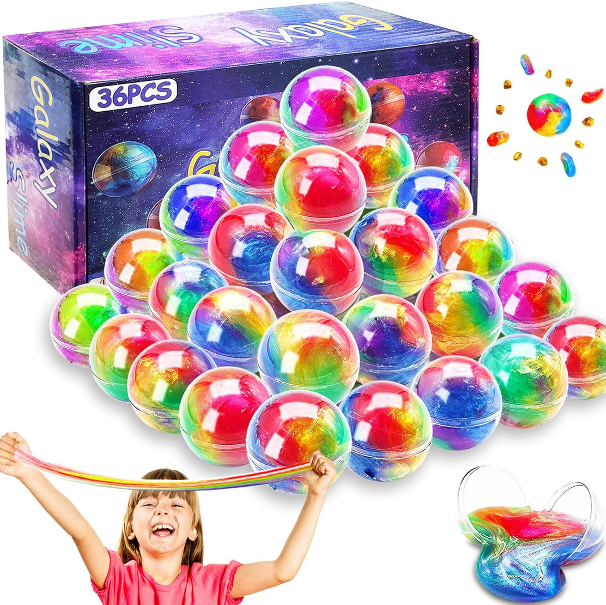 36 Pack Slime Party Favors, Stretchy Non-Sticky Crystal Slime L368