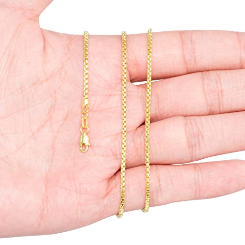 14k Yellow Gold 1.5mm Round Box Chain Venetian Link Pendant Necklace 16" 18" 20" 22" 24" 26" 28" 30" Z838