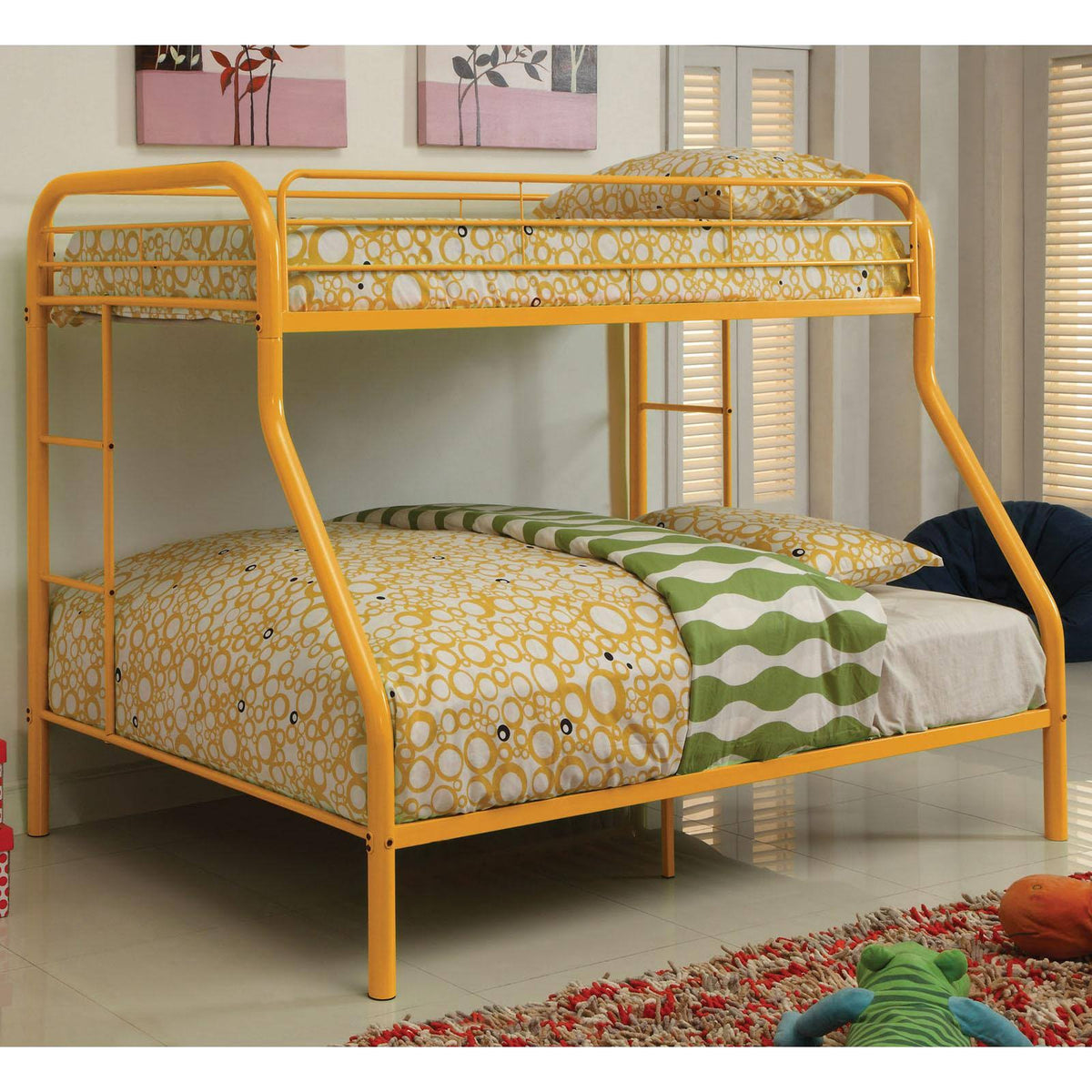 Modern Twin Over Full Bunk Bed with Dual Sided Ladder W5790