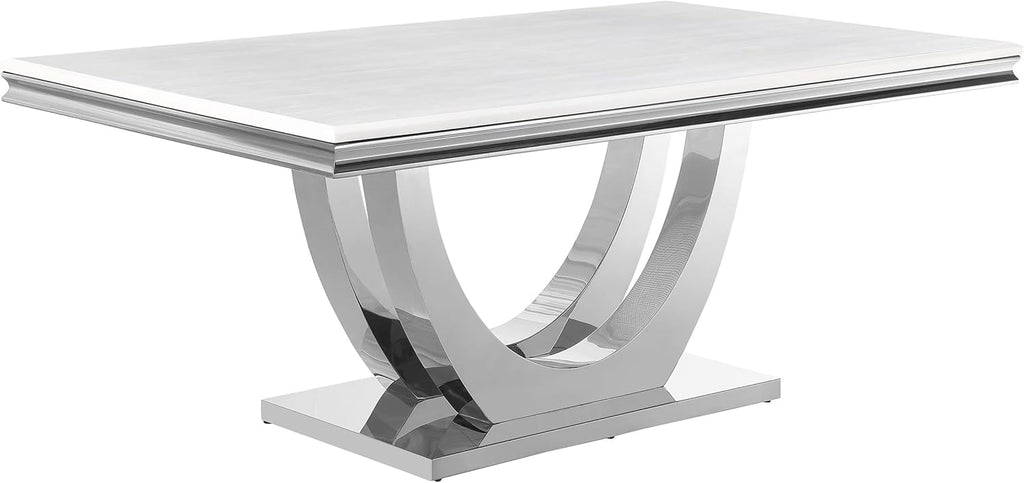 White Faux Marble Top Dining Table Q6770