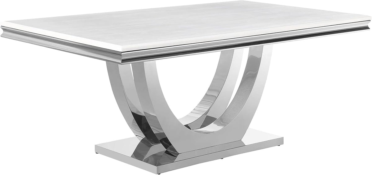White Faux Marble Top Dining Table Q6770