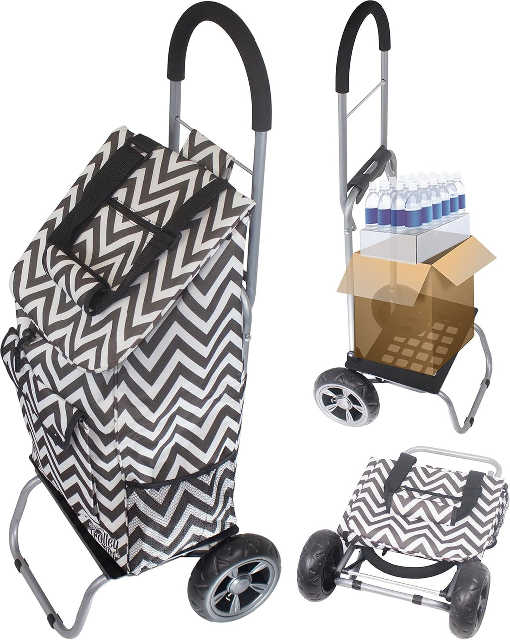 Purple Foldable Shopping Cart with Wheels and Removable Bag X1727