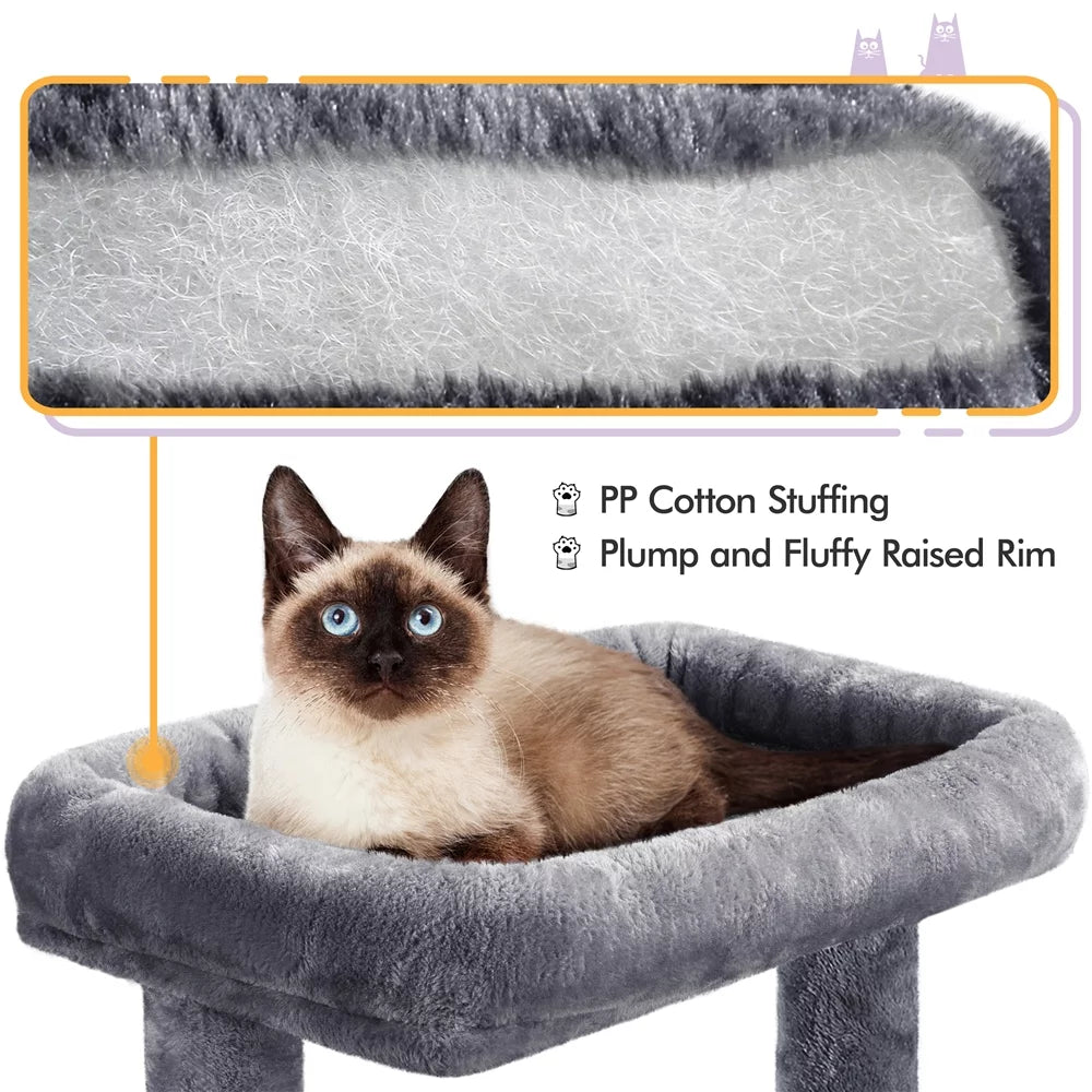 Dark Gray Cat Tree Tower with Condo Perch Platform Basket W143120
