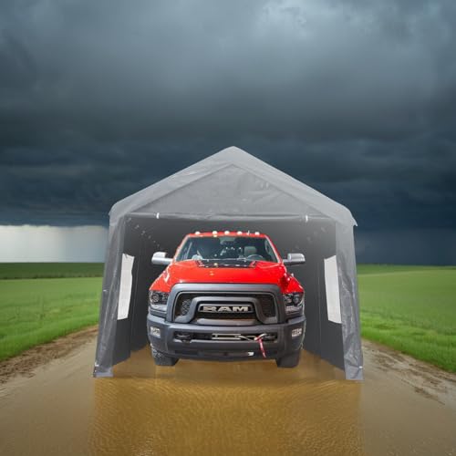 Grey Heavy Duty Portable Carport Canopy Tent with Sidewalls S593