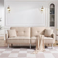 84.6 in. Extra Long Tufted Beige Fabric Futon Adjustable Sofa Bed V24003