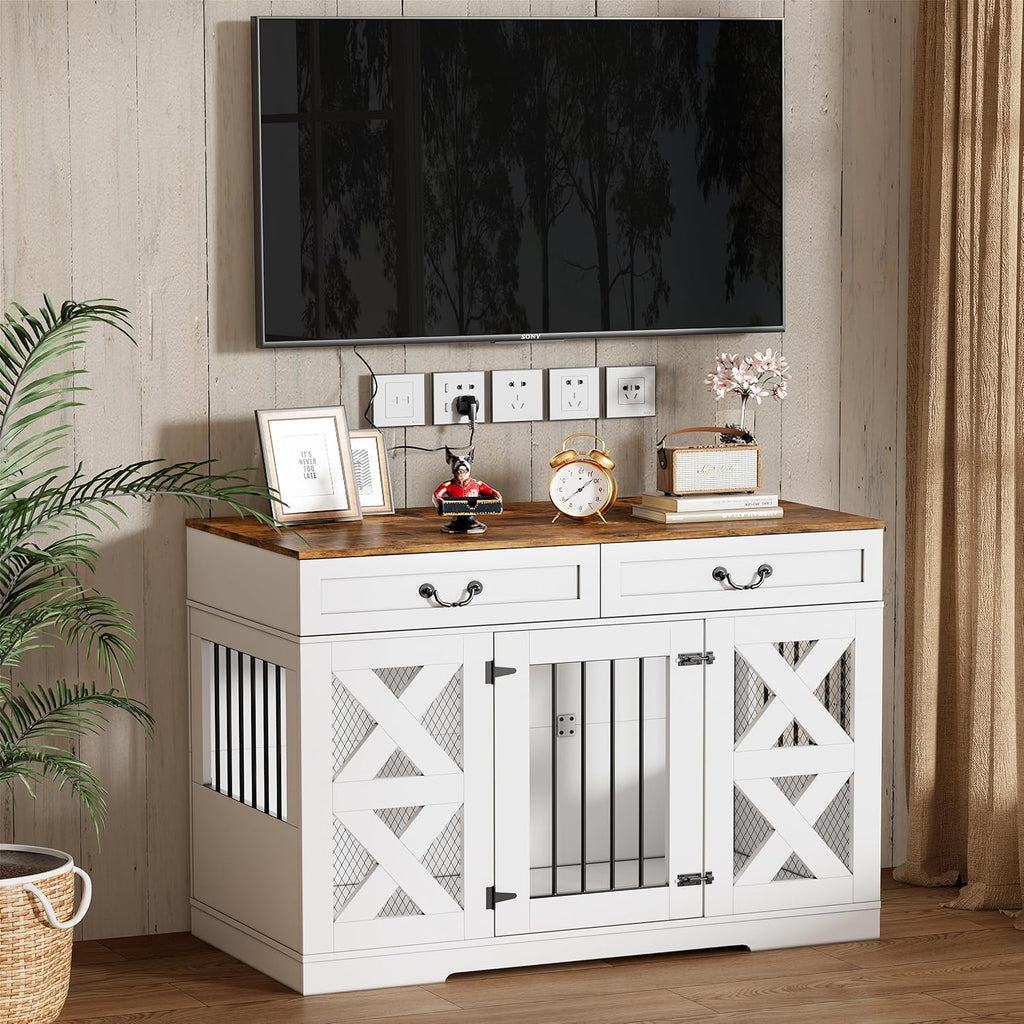 Large Dog Crate with Drawers Storage and Locks M31326