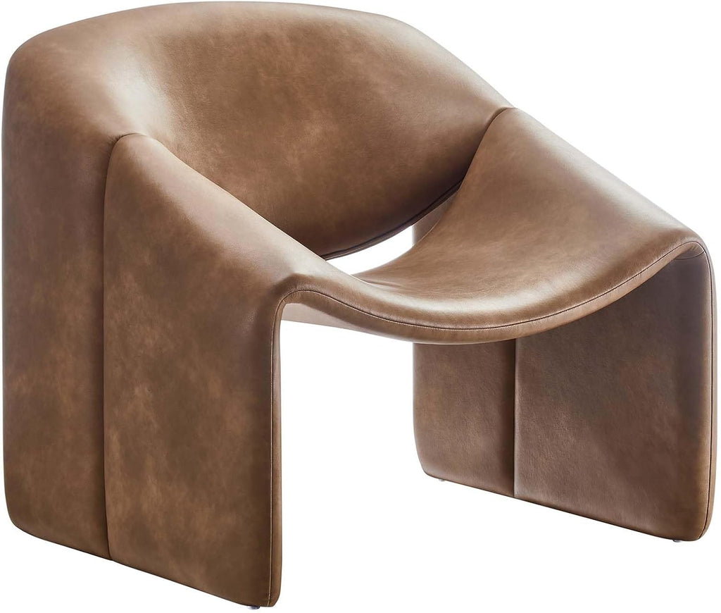 Faux Leather Brown Accent Armchair N314881