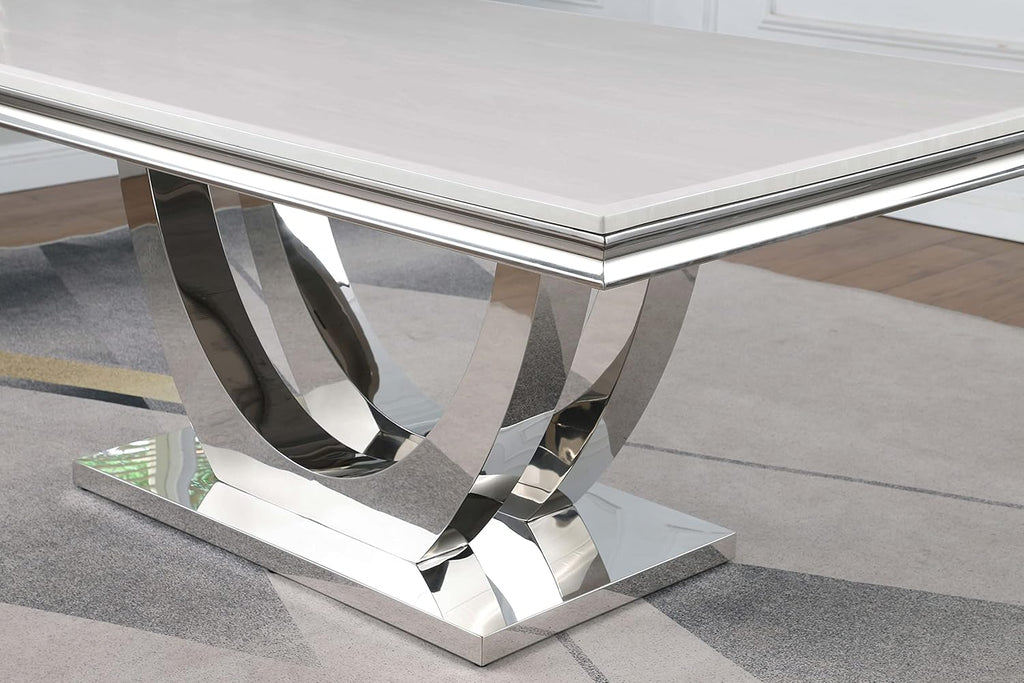 White Faux Marble Top Dining Table Q6770
