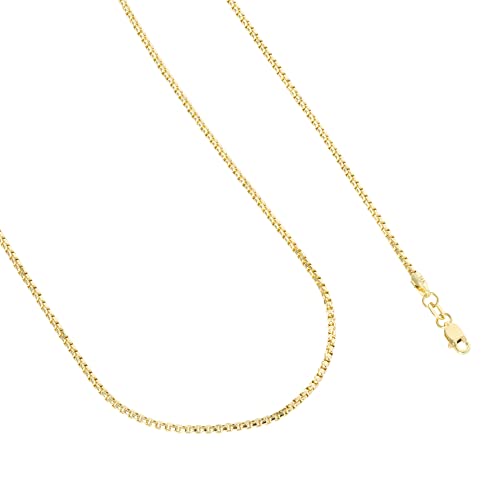 14k Yellow Gold 1.5mm Round Box Chain Venetian Link Pendant Necklace 16" 18" 20" 22" 24" 26" 28" 30" Z838