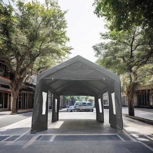 Grey Heavy Duty Portable Carport Canopy Tent with Sidewalls S593