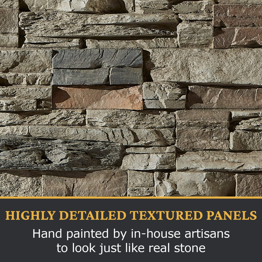 Faux Stacked Stone 3D Textured Wall Panel Sample, 8"L x 8"H, Cambridge Gray G4560