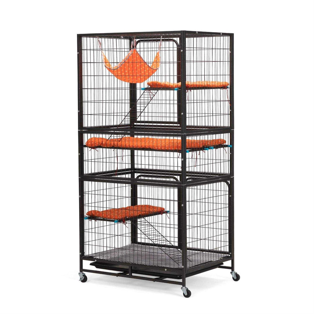 4-Tier Wire Cat Cage Pet Enclosure with Removable Wheels V803