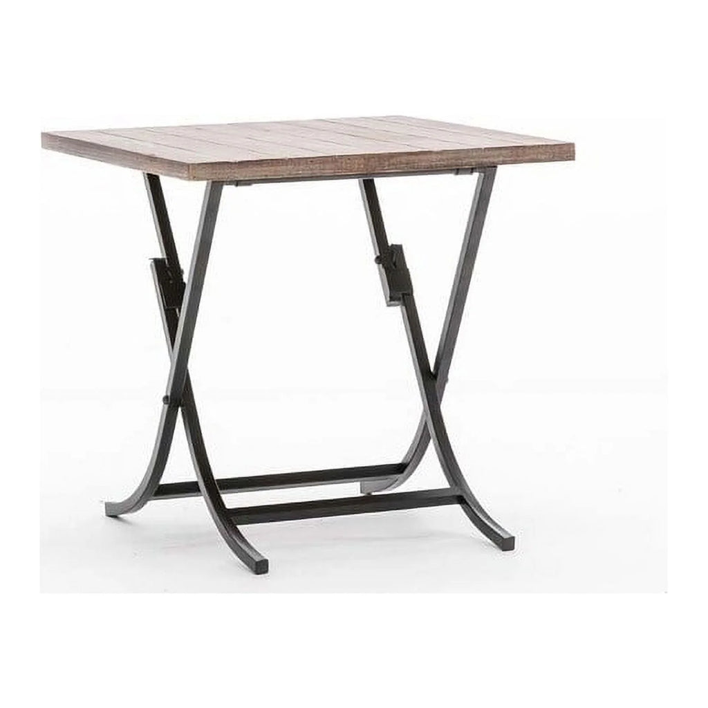 Folding Industrial Wood and Metal End Table G527