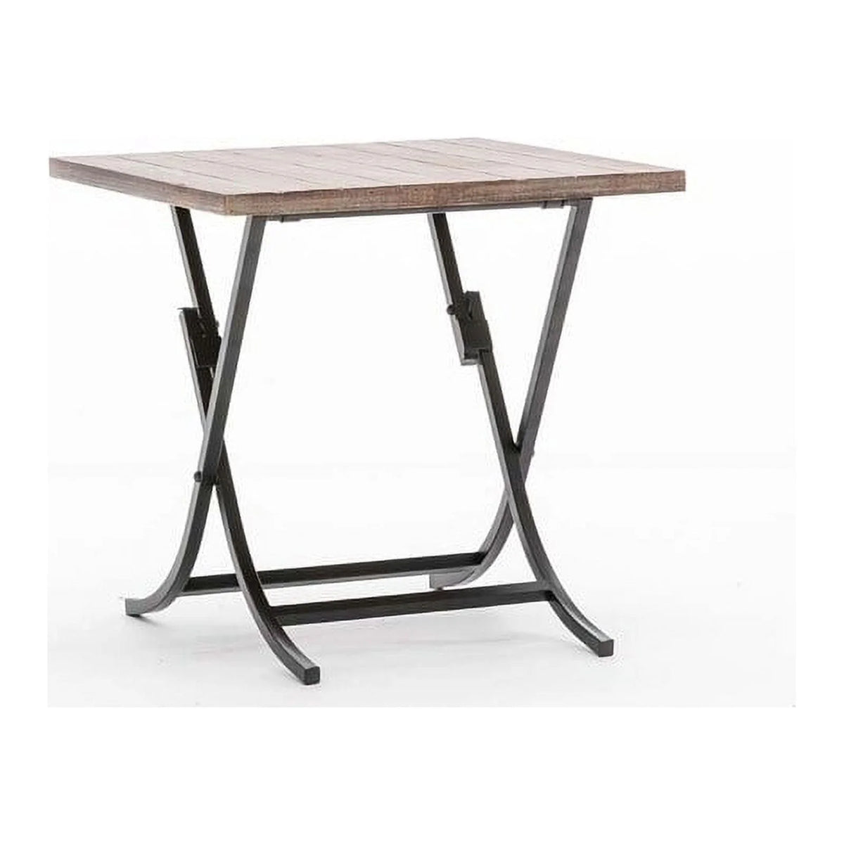Folding Industrial Wood and Metal End Table G527