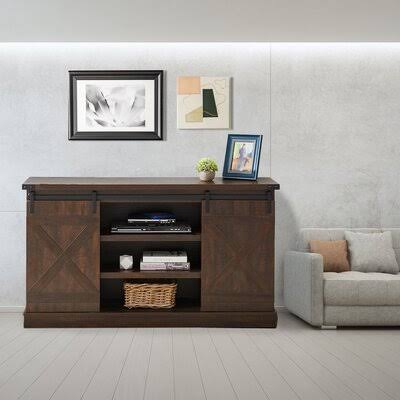 Sliding Barn Door TV Cabinet with Storage and Shelf A616989