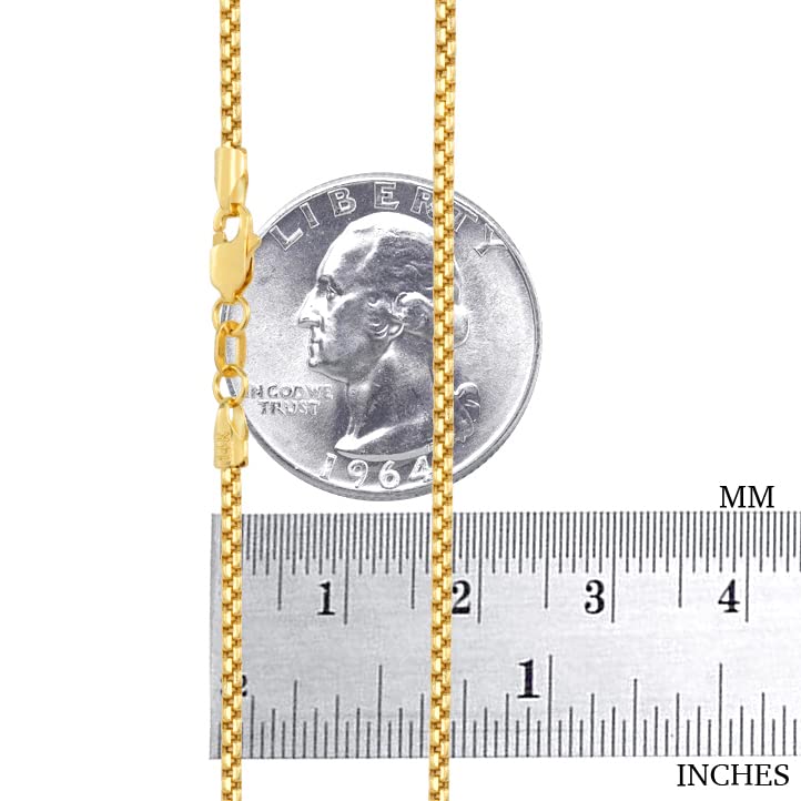 14k Yellow Gold 1.5mm Round Box Chain Venetian Link Pendant Necklace 16" 18" 20" 22" 24" 26" 28" 30" Z838