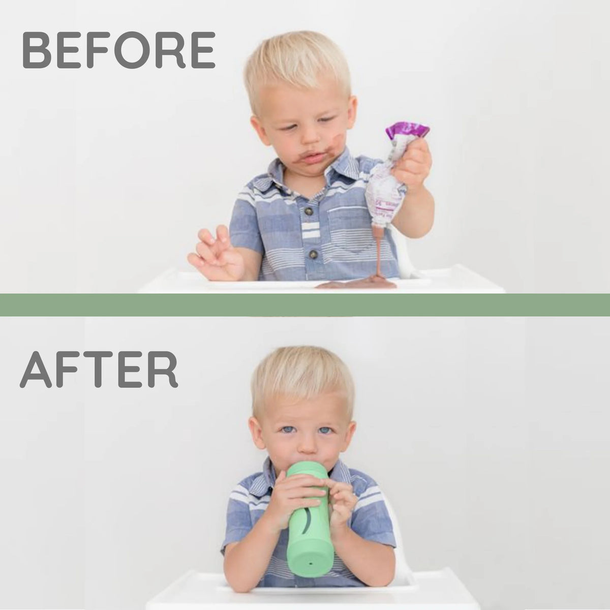 Baby Food Bottle Self Feeder Reusable Silicone Cup Sage Y186