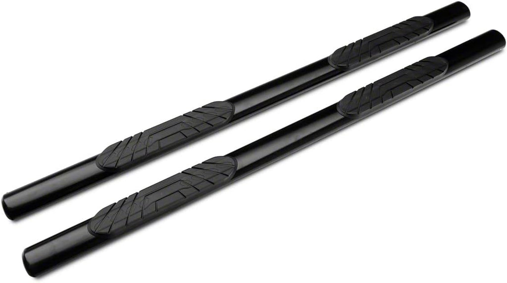 Black 4-Inch Oval Straight End Side Step Bars D314775