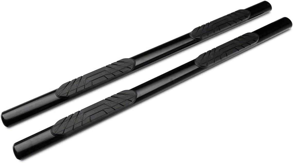 Black 4-Inch Oval Straight End Side Step Bars D314775