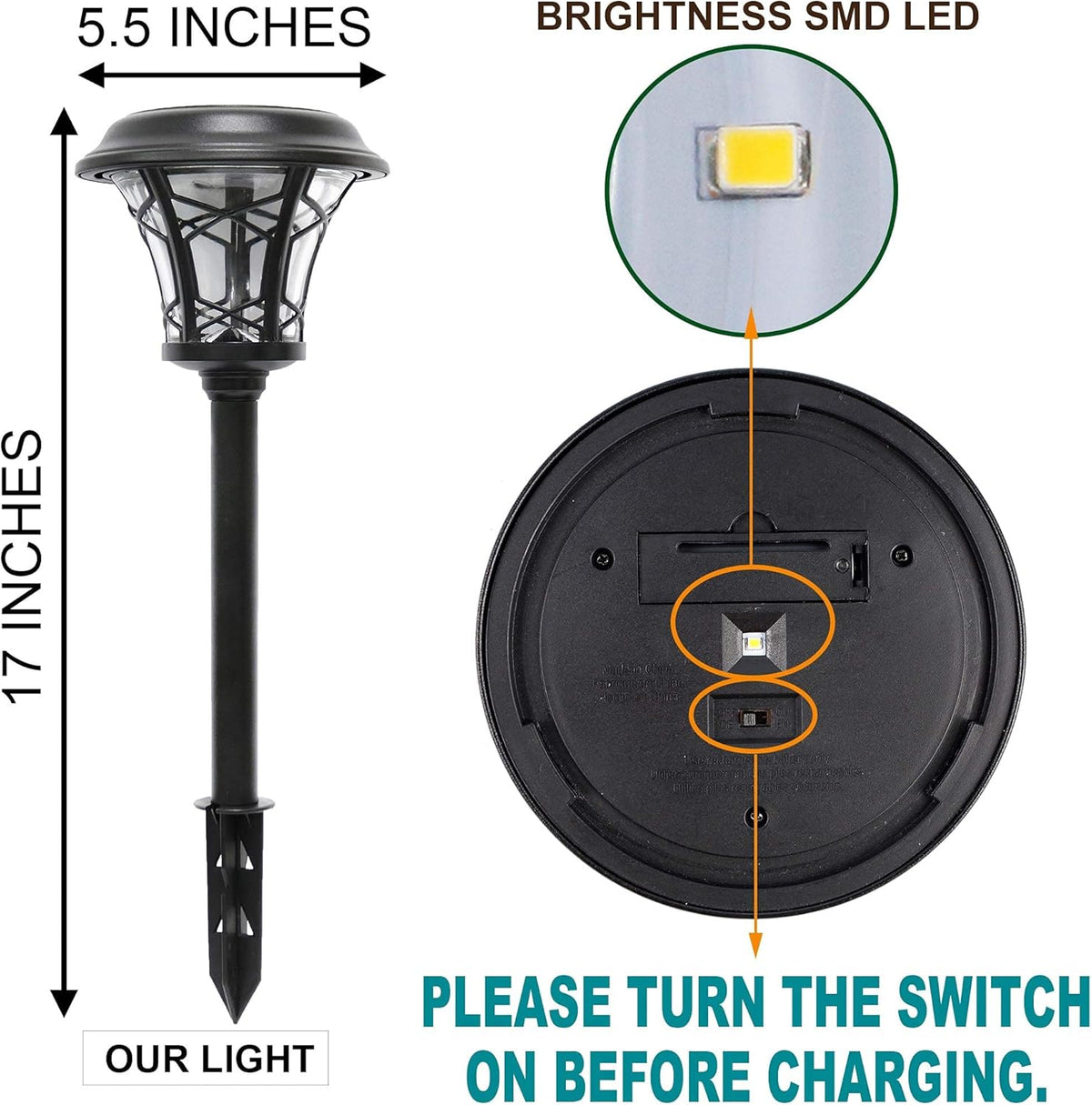 6 Pack Solar Powered Pathway Lights, Warm White R681