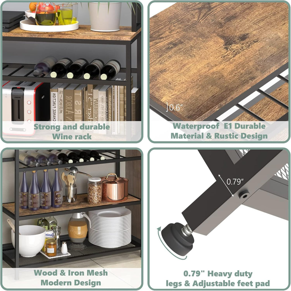 Industrial Kitchen Baker's Rack Microwave Oven Stand Kitchen Pantry Shelf Free Standing Utility Storage Cabinet Sideboard U642