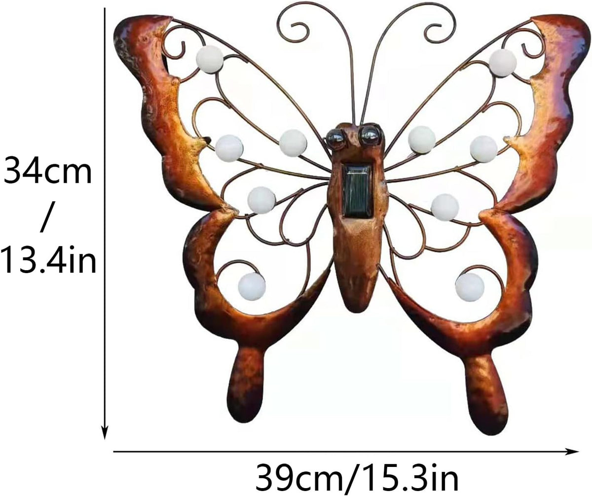 Solar Metal Butterfly Garden Wall Art with Solar Light R738077