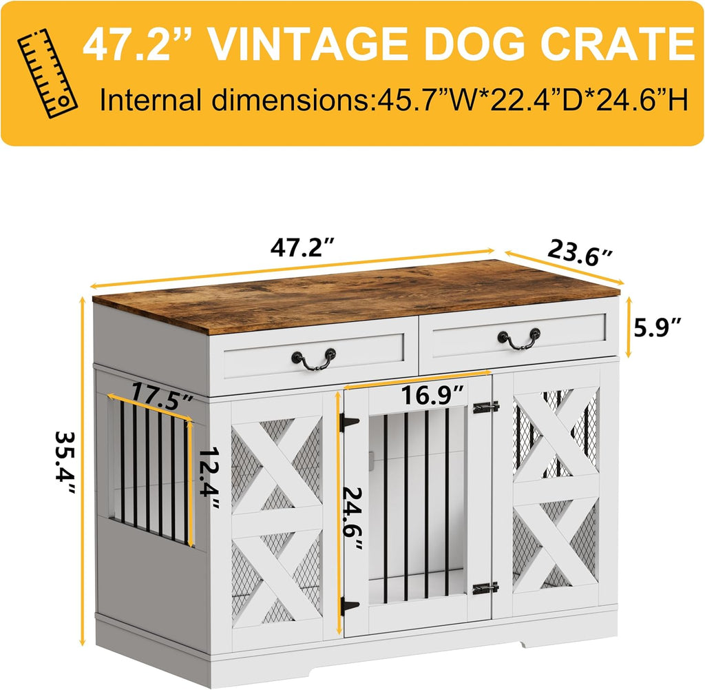 Large Dog Crate with Drawers Storage and Locks M31326