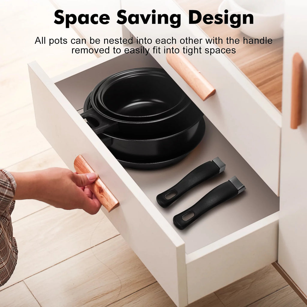 13 Piece Non-Stick Cast Iron Cookware Set with Glass Lids Y733446