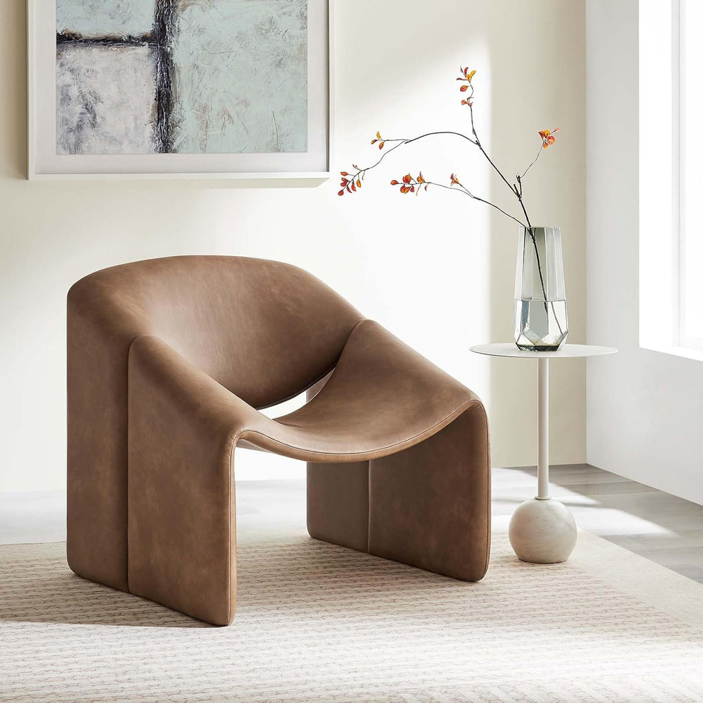 Faux Leather Brown Accent Armchair N314881