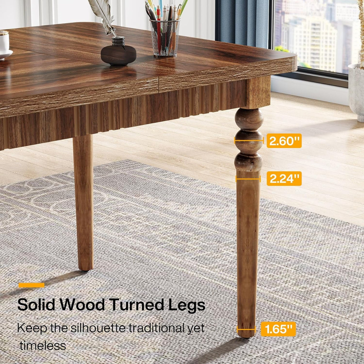 63-Inch Solid Wood Legs Executive Desk, Walnut K204