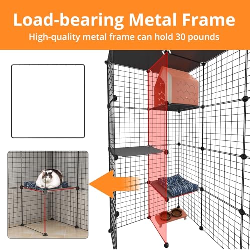 Large Cat Cage with Balcony Detachable Metal Wire Kennels Crate B72559