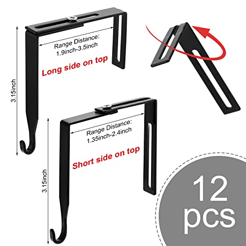 12 Pcs Adjustable Metal Cubicle Hanger Set (Black) B116