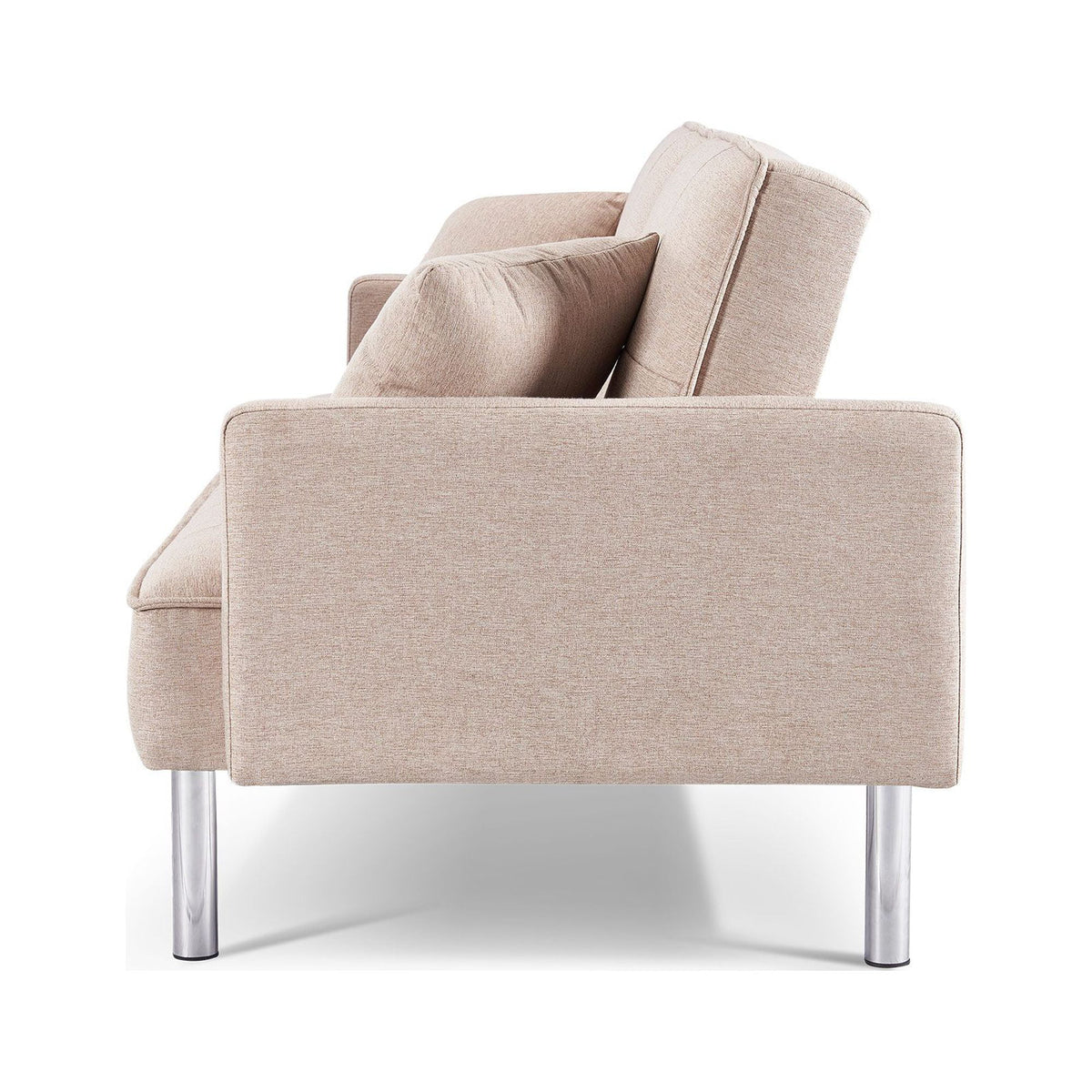 84.6 in. Extra Long Tufted Beige Fabric Futon Adjustable Sofa Bed V24003