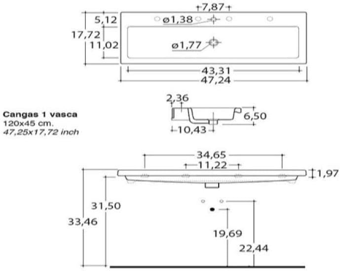 White Rectangular Ceramic Wall Mounted Sink Z123