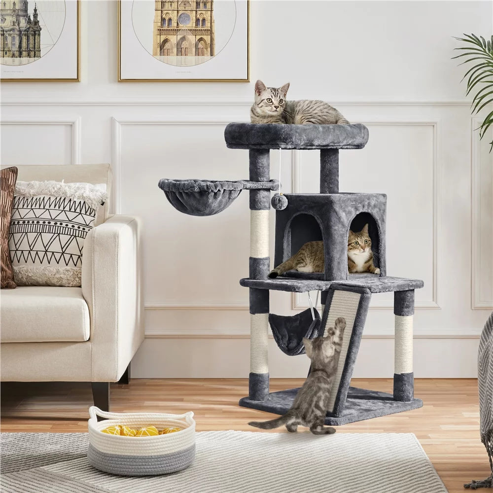 Dark Gray Cat Tree Tower with Condo Perch Platform Basket W143120