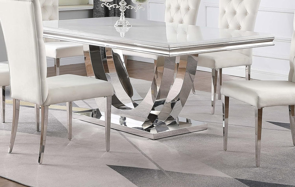 White Faux Marble Top Dining Table Q6770
