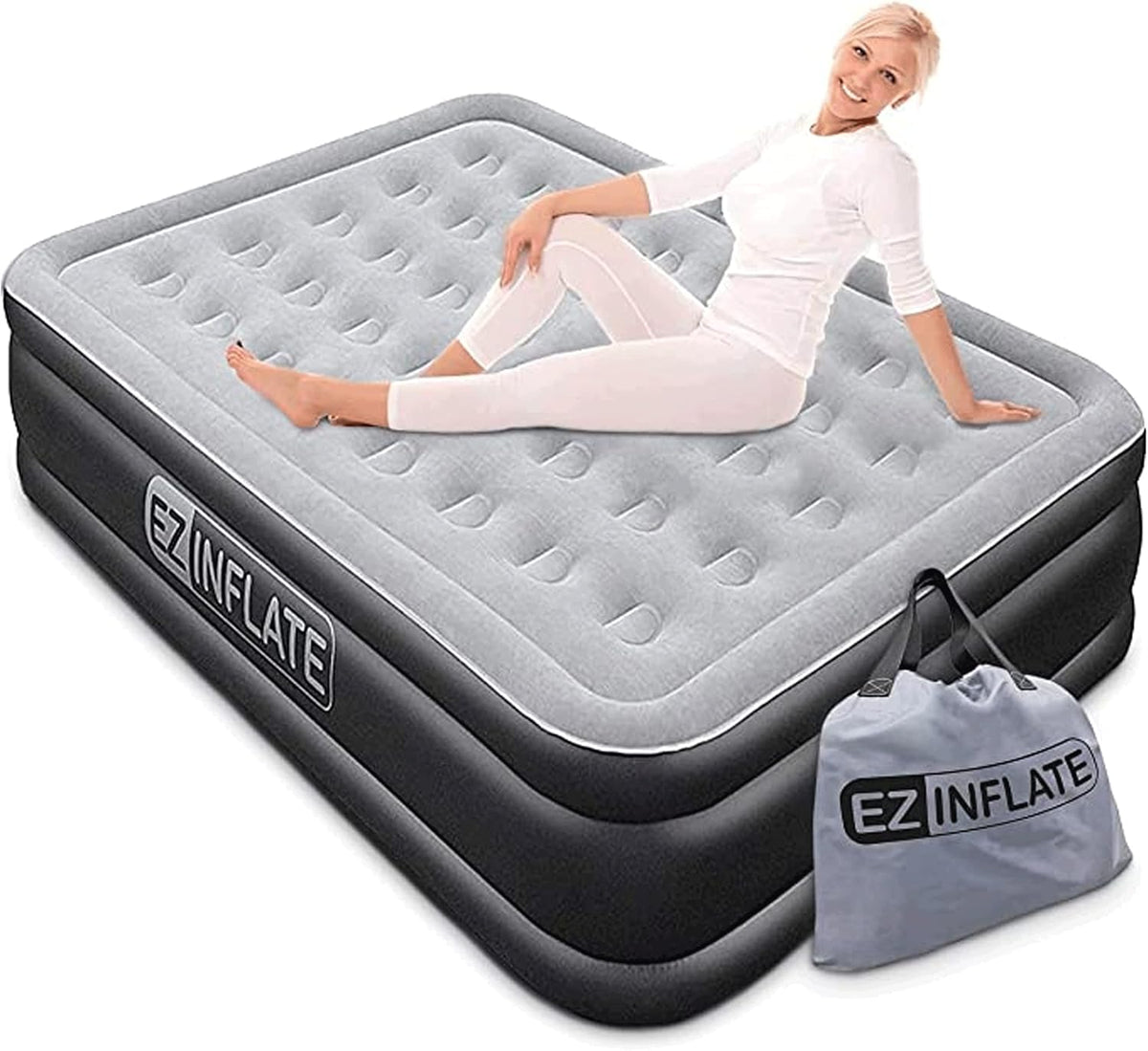 Queen Size Double-High Inflatable Air Mattress with Built in Pump M8628