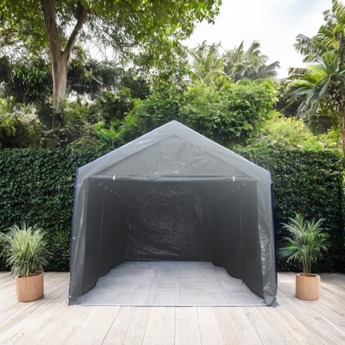 Grey Heavy Duty Portable Carport Canopy Tent with Sidewalls S593