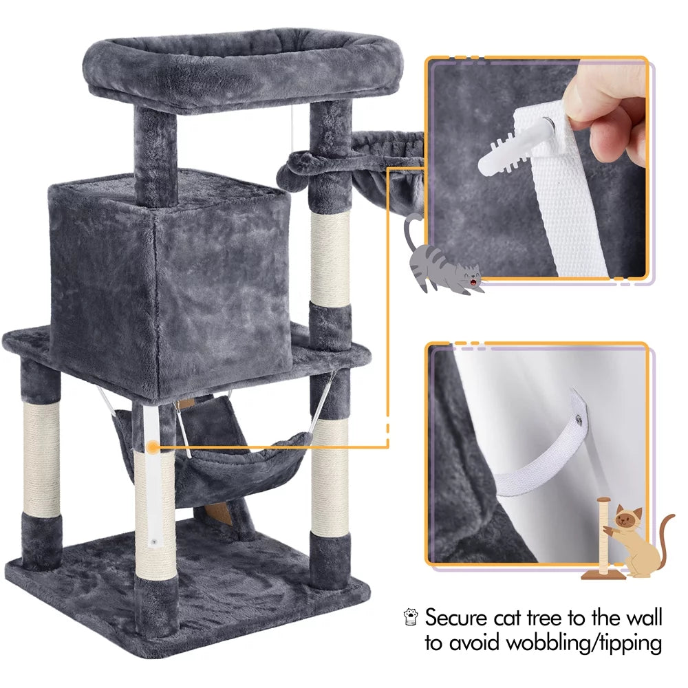 Dark Gray Cat Tree Tower with Condo Perch Platform Basket W143120