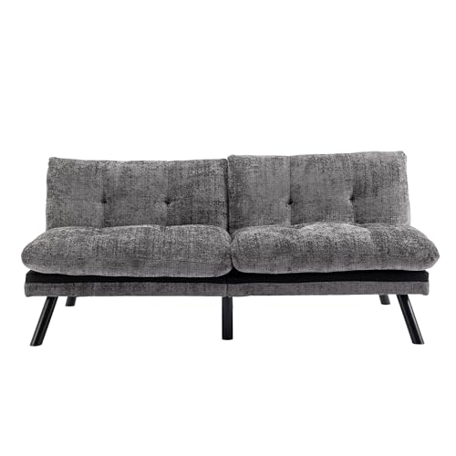Dark Gray Polyester Memory Foam Convertible Futon Sofa Bed R50108