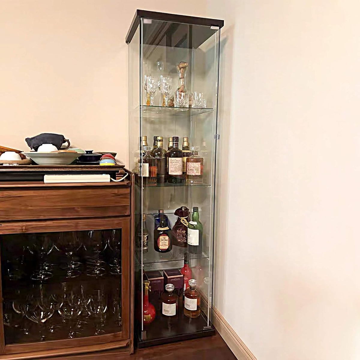 Glass-Door 4-Shelf Curio Cabinet M8265