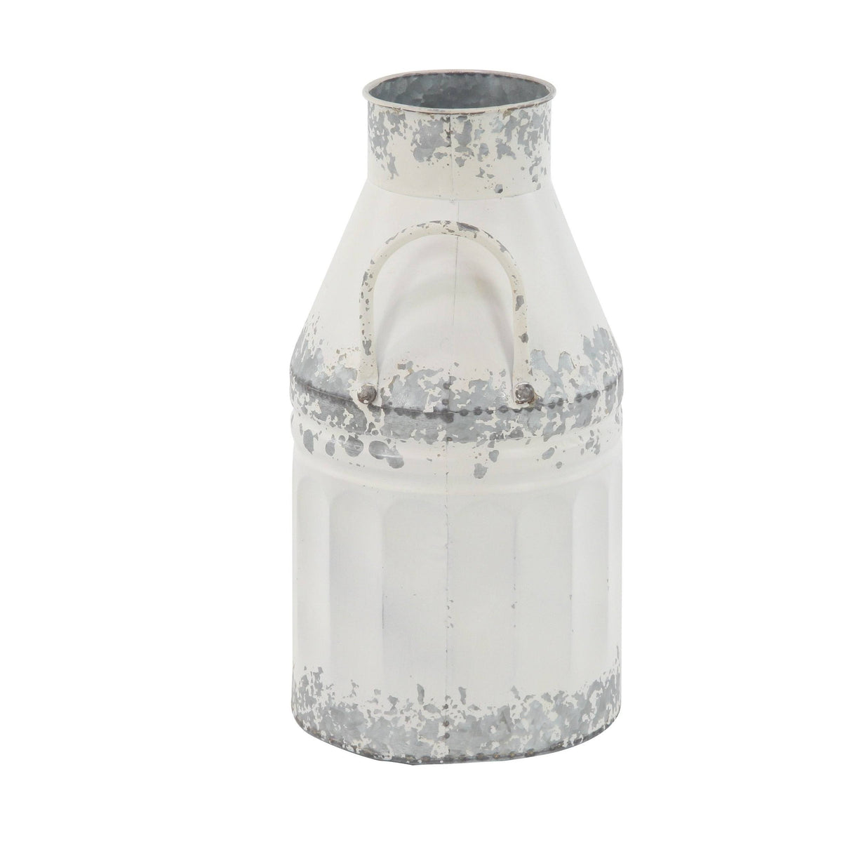 Set of 2 Round White Iron Milk Can X217